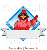 Vector Illustration of a Cartoon Cardinal Mascot Blue Diamond Banner Logo by Mascot Junction