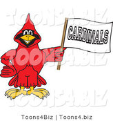 Vector Illustration of a Cartoon Cardinal Mascot Holding a Banner by Mascot Junction