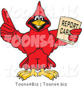 Vector Illustration of a Cartoon Cardinal Mascot Holding a Report Card by Mascot Junction