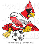 Vector Illustration of a Cartoon Cardinal Mascot Playing Soccer by Mascot Junction