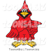 Vector Illustration of a Cartoon Cardinal Mascot Pointing Outwards by Mascot Junction