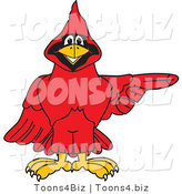 Vector Illustration of a Cartoon Cardinal Mascot Pointing Right by Mascot Junction