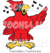 Vector Illustration of a Cartoon Cardinal Mascot Singing by Mascot Junction