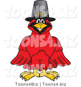 Vector Illustration of a Cartoon Cardinal Mascot Wearing a Pilgrim Hat by Mascot Junction