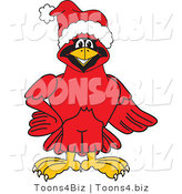 Vector Illustration of a Cartoon Cardinal Mascot Wearing a Santa Hat by Mascot Junction