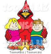 Vector Illustration of a Cartoon Cardinal Mascot with Students by Mascot Junction