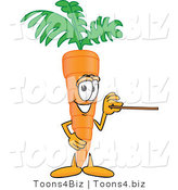 Vector Illustration of a Cartoon Carrot Mascot Holding a Pointer Stick by Mascot Junction