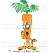 Vector Illustration of a Cartoon Carrot Mascot Holding His Hand up by His Mouth While Whispering a Secret by Mascot Junction