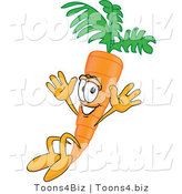 Vector Illustration of a Cartoon Carrot Mascot Jumping by Mascot Junction