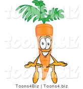 Vector Illustration of a Cartoon Carrot Mascot Sitting by Mascot Junction