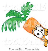 Vector Illustration of a Cartoon Carrot Mascot Sneakily Peeking Around a Corner by Mascot Junction
