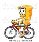 Vector Illustration of a Cartoon Cheese Mascot Bicycling - Royalty Free Vector Illustration by Mascot Junction