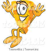 Vector Illustration of a Cartoon Cheese Mascot Jumping by Mascot Junction