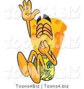 Vector Illustration of a Cartoon Cheese Mascot Jumping into a Pool - Royalty Free Vector Illustration by Mascot Junction