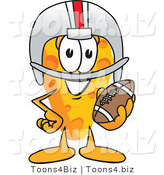 Vector Illustration of a Cartoon Cheese Mascot Playing Football - Royalty Free Vector Illustration by Mascot Junction