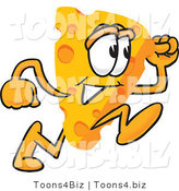 Vector Illustration of a Cartoon Cheese Mascot Running Fast by Mascot Junction