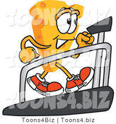 Vector Illustration of a Cartoon Cheese Mascot Walking on a Treadmill - Royalty Free Vector Illustration by Mascot Junction