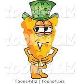 Vector Illustration of a Cartoon Cheese Mascot Wearing a Leprechaun Hat - Royalty Free Vector Illustration by Mascot Junction