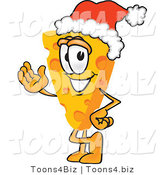 Vector Illustration of a Cartoon Cheese Mascot Wearing a Santa Hat - Royalty Free Vector Illustration by Mascot Junction