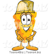 Vector Illustration of a Cartoon Cheese Mascot Wearing a Yellow Hardhat by Mascot Junction