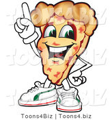 Vector Illustration of a Cartoon Cheese Pizza Mascot Pointing up by Mascot Junction