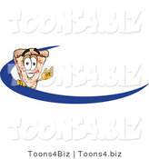 Vector Illustration of a Cartoon Cheese Pizza Mascot Waving and Standing Behind a Blue Dash on an Employee Nametag or Business Logo by Mascot Junction