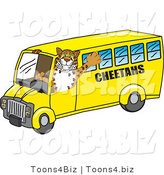 Vector Illustration of a Cartoon Cheetah Mascot Driving a Bus by Mascot Junction