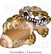 Vector Illustration of a Cartoon Cheetah Mascot Grabbing a Football by Mascot Junction