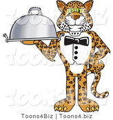 Vector Illustration of a Cartoon Cheetah Mascot Serving a Platter by Mascot Junction