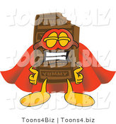 Vector Illustration of a Cartoon Chocolate Mascot Dressed As a Super Hero by Mascot Junction