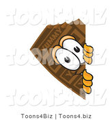 Vector Illustration of a Cartoon Chocolate Mascot Peeking Around a Corner by Mascot Junction