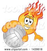Vector Illustration of a Cartoon Comet Mascot Holding out a Volleyball by Mascot Junction