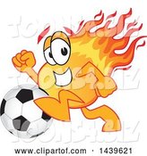 Vector Illustration of a Cartoon Comet Mascot Playing Soccer by Mascot Junction