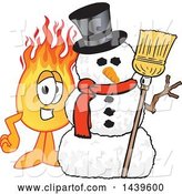 Vector Illustration of a Cartoon Comet Mascot with a Snowman by Mascot Junction