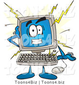 Vector Illustration of a Cartoon Computer Mascot Crashing by Mascot Junction