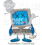 Vector Illustration of a Cartoon Computer Mascot Crashing by Mascot Junction