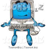 Vector Illustration of a Cartoon Computer Mascot in Hybernation Mode by Mascot Junction