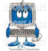 Vector Illustration of a Cartoon Computer Mascot with a Hole in His Screen by Mascot Junction