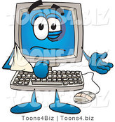 Vector Illustration of a Cartoon Computer Mascot with His Arm in a Sling by Mascot Junction