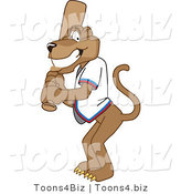 Vector Illustration of a Cartoon Cougar Mascot Character Batting by Mascot Junction