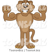 Vector Illustration of a Cartoon Cougar Mascot Character Flexing by Mascot Junction