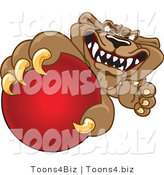 Vector Illustration of a Cartoon Cougar Mascot Character Grabbing a Ball by Mascot Junction