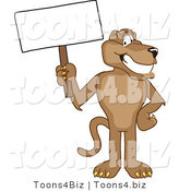 Vector Illustration of a Cartoon Cougar Mascot Character Holding a Blank Sign by Mascot Junction