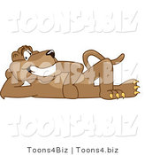 Vector Illustration of a Cartoon Cougar Mascot Character Reclined by Mascot Junction