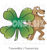 Vector Illustration of a Cartoon Cougar Mascot Character with a Clover by Mascot Junction