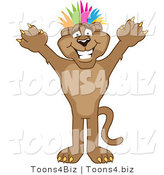 Vector Illustration of a Cartoon Cougar Mascot Character with Colorful Hair by Mascot Junction