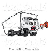 Vector Illustration of a Cartoon Delivery Truck Mascot Holding a Megaphone by Mascot Junction