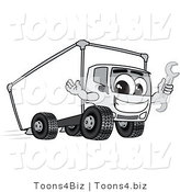 Vector Illustration of a Cartoon Delivery Truck Mascot Holding a Wrench by Mascot Junction