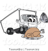 Vector Illustration of a Cartoon Delivery Truck Mascot with a Thanksgiving Turkey by Mascot Junction