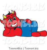 Vector Illustration of a Cartoon Devil Mascot Reclined by Mascot Junction